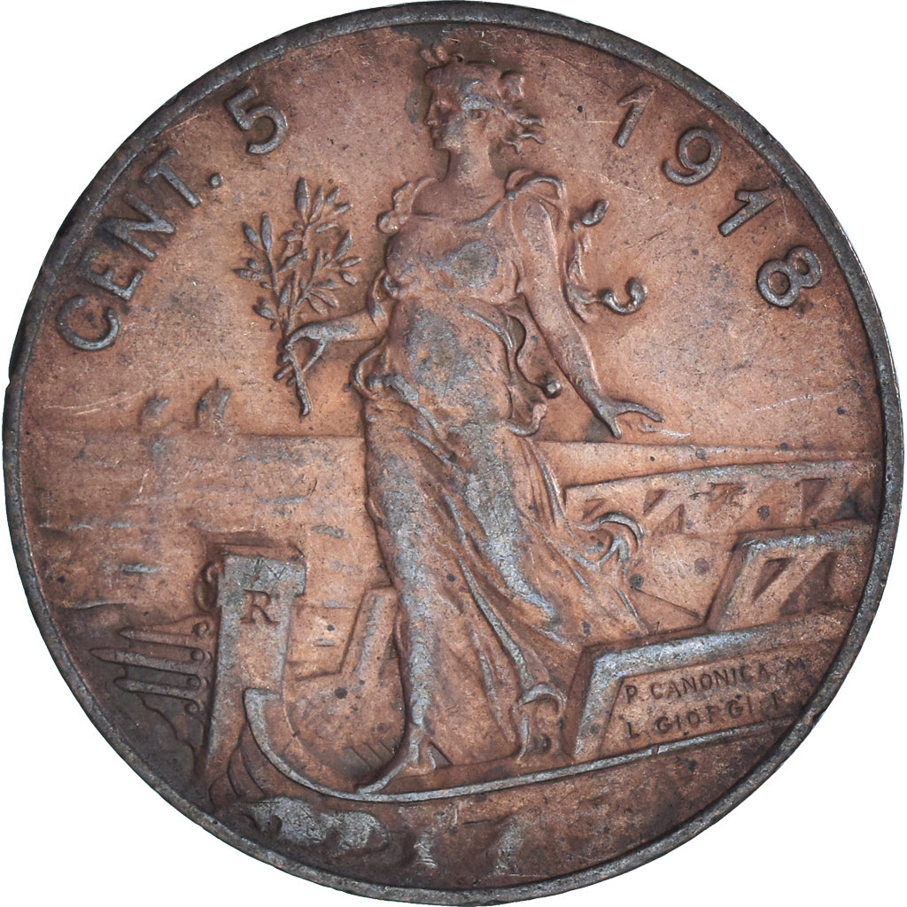 Coin, Italy, 5 Centesimi, 1918