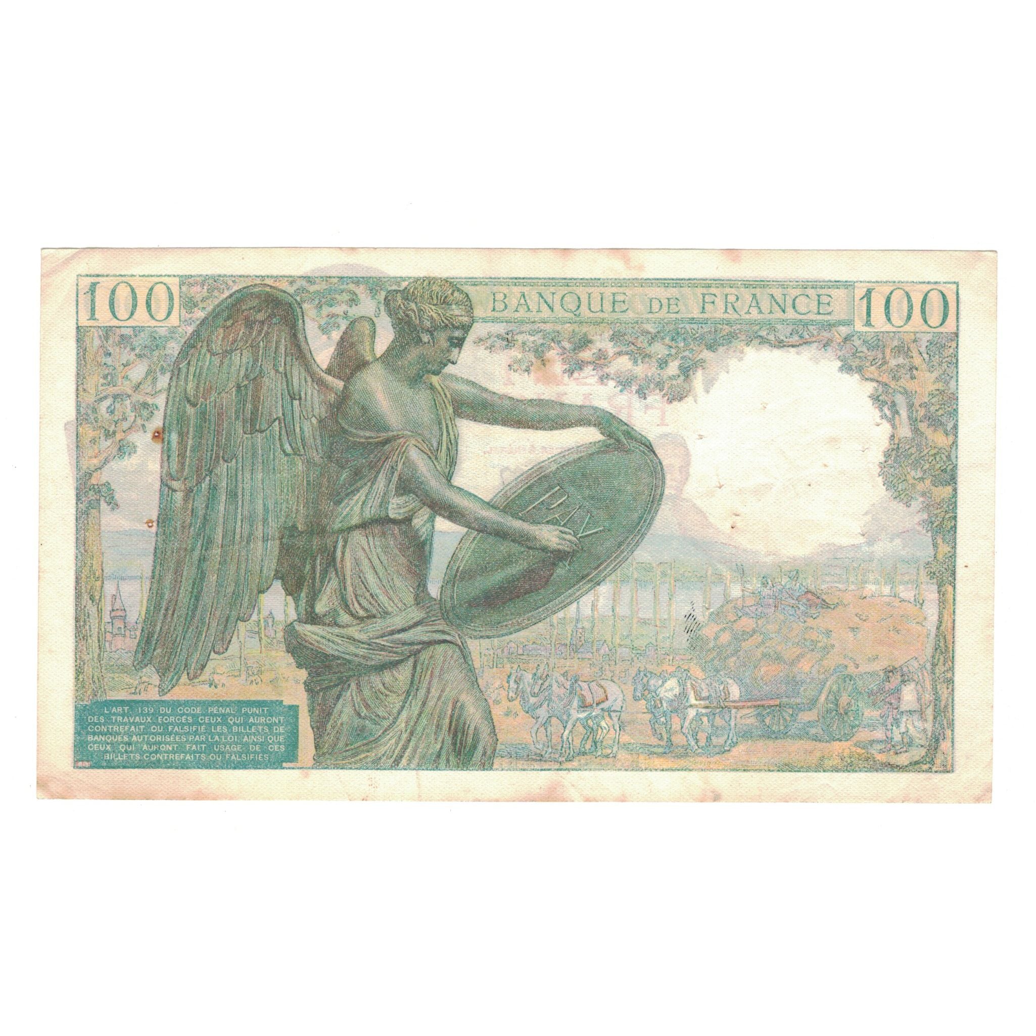Francia, 100 Francs, Descartes, 1942, S.10 85949, BC+, Fayette:27.1, KM:101a