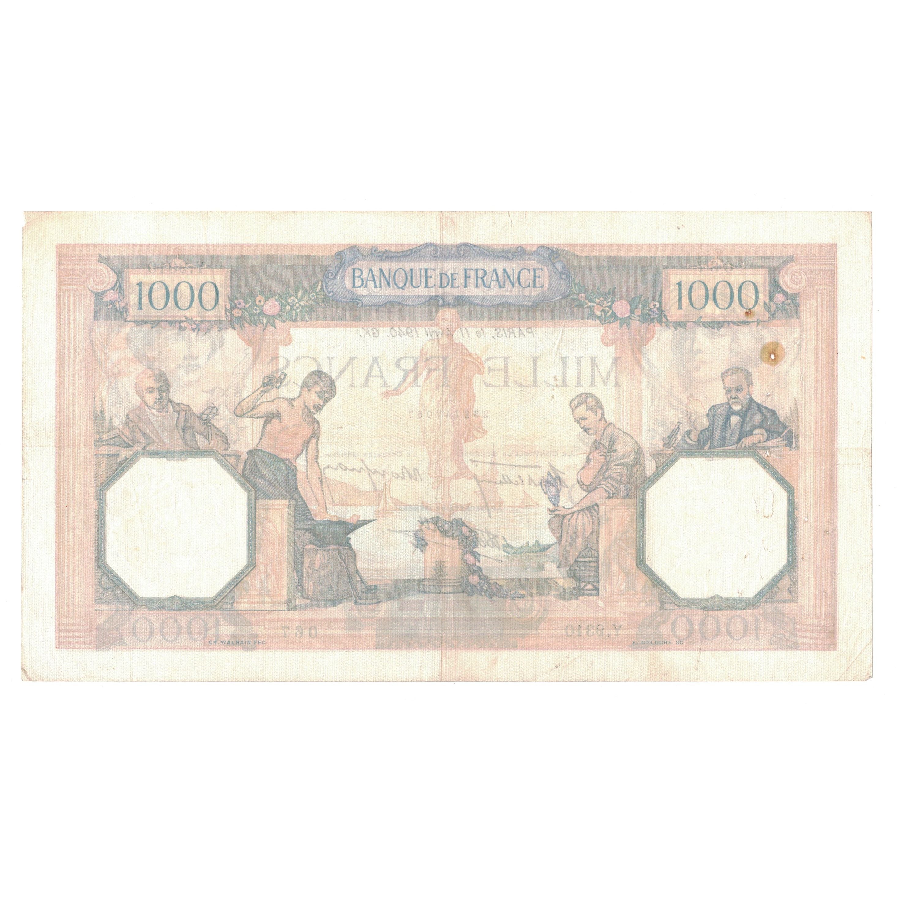 França, 1000 Francs, Cérès et Mercure, 1939, Y.9310, EF(40-45)