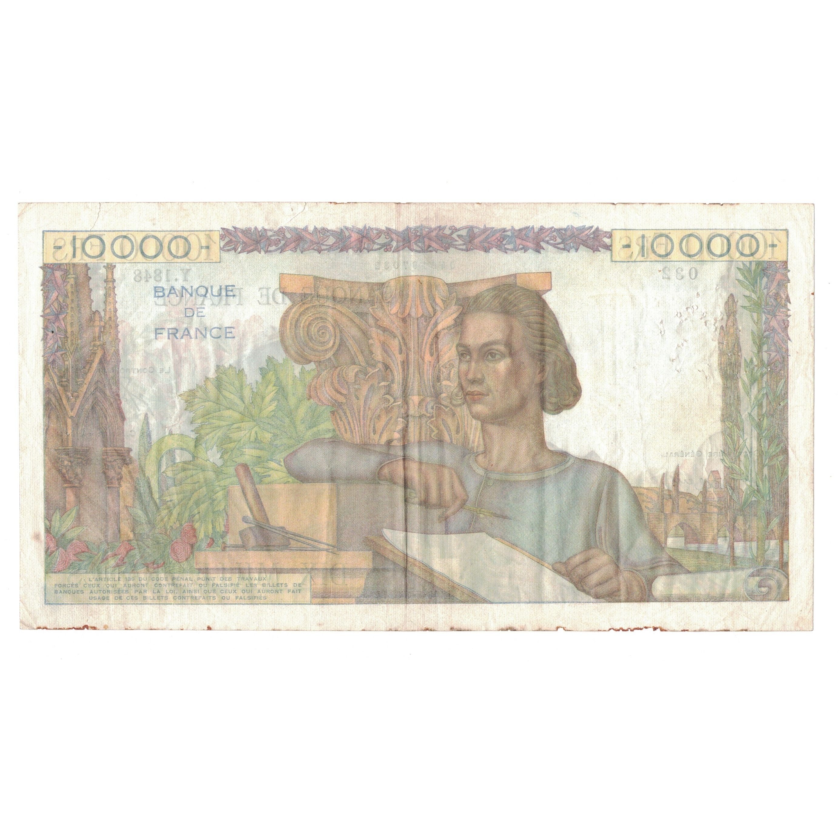 Francia, 10,000 Francs, Génie Français, 1951, Y.1848, MB+, Fayette:50.53