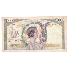 France, 5000 Francs, Victoire, 1942, F.970, TB+, Fayette:46.38, KM:97c