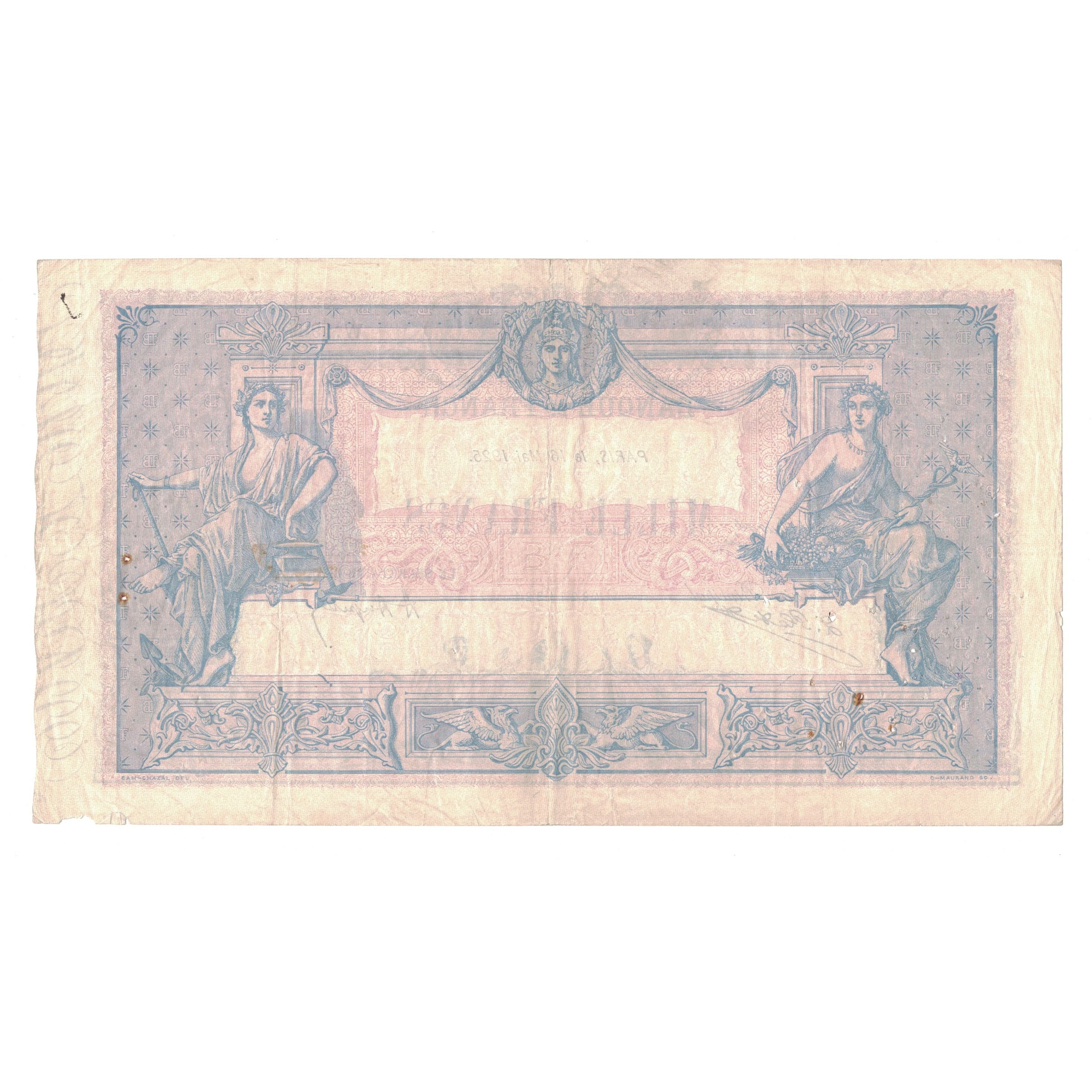 France, 1000 Francs, Bleu et Rose, 1925, W.1931, VF(30-35), Fayette:36.41