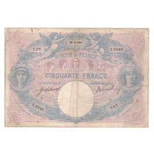 France, 50 Francs, Bleu et Rose, 1914, Z.5249, VF(20-25), Fayette:14.27, KM:64e
