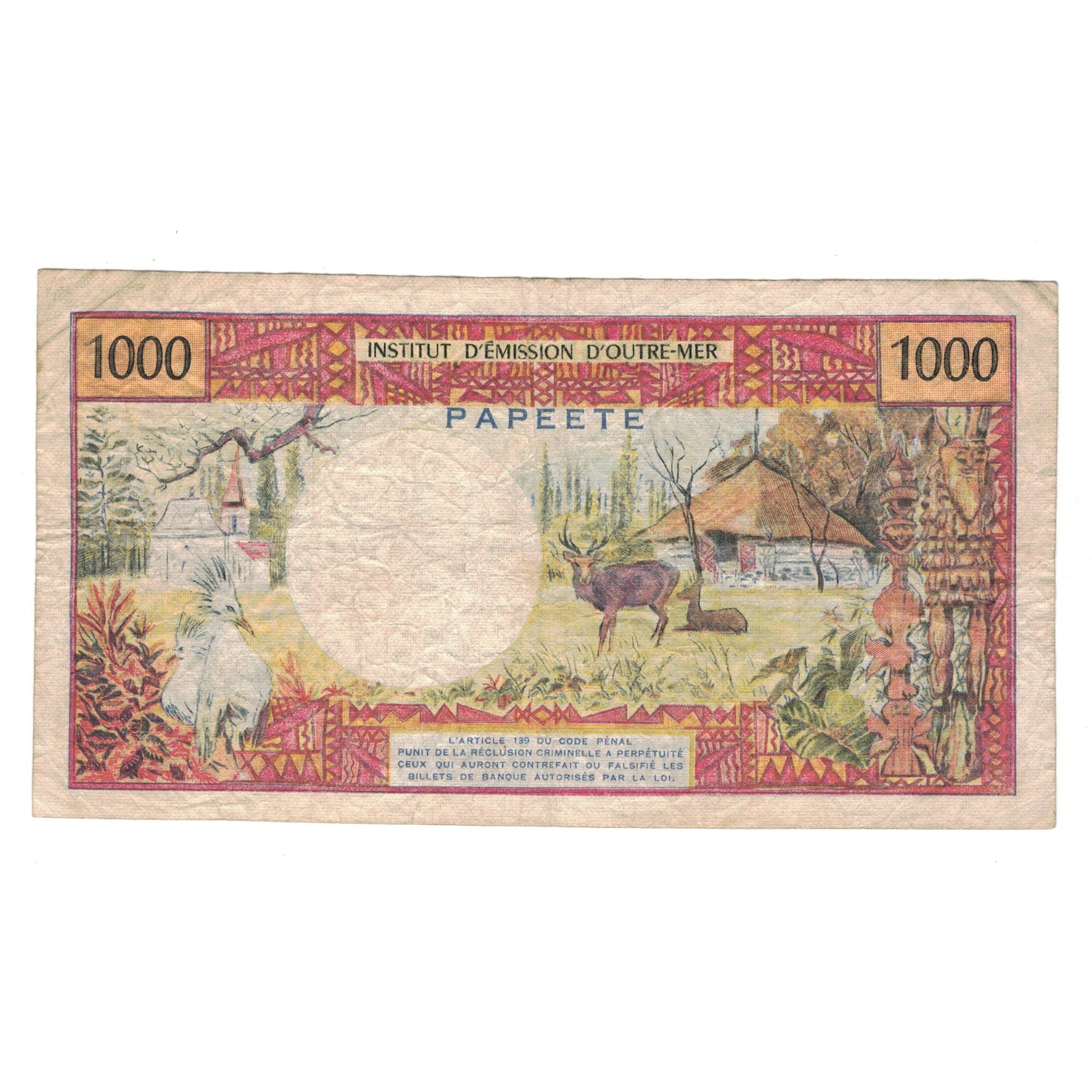 Banknote, Tahiti, 1000 Francs, 1985, KM:27d, VF(20-25)