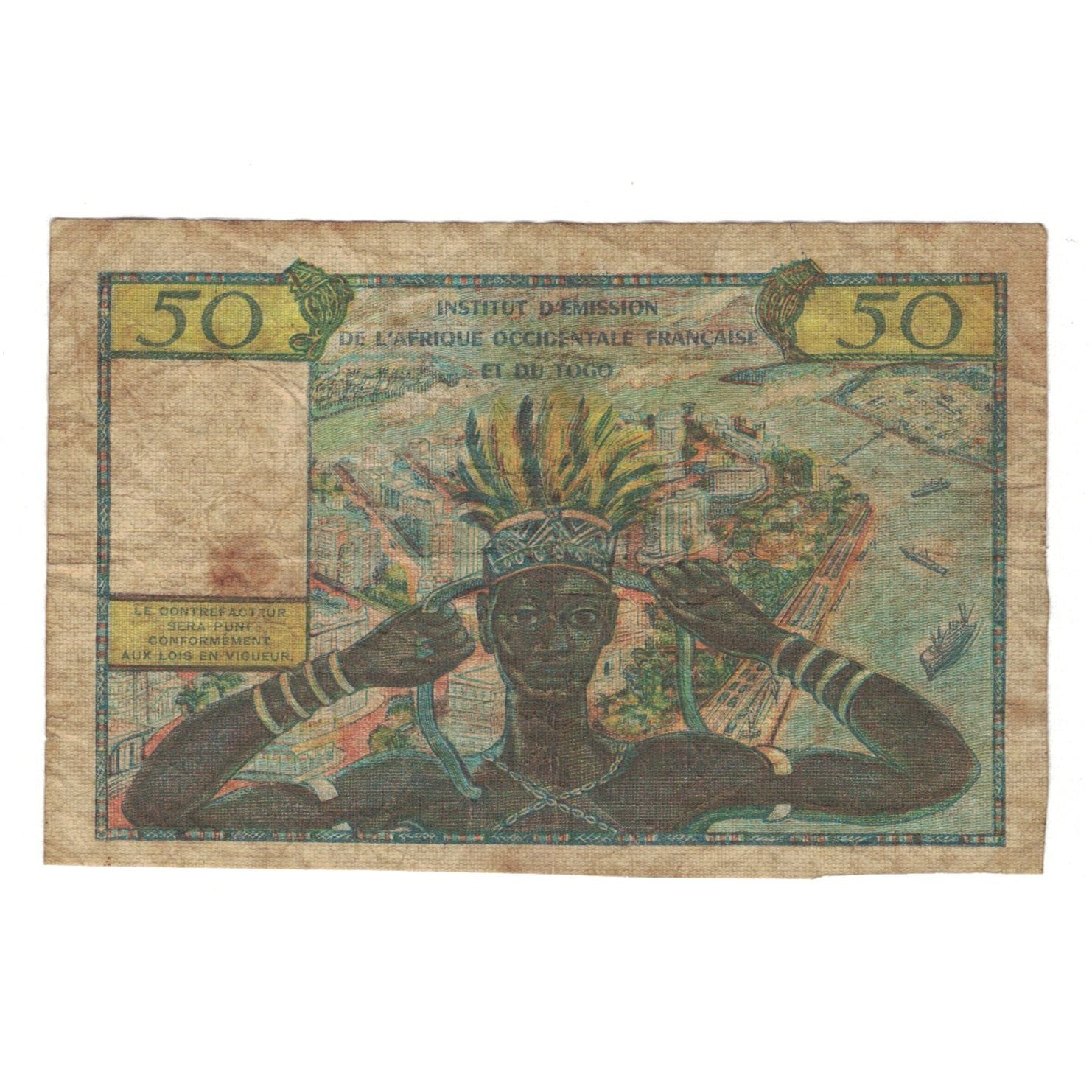 Banknote, French West Africa, 50 Francs, KM:45, VF(20-25)