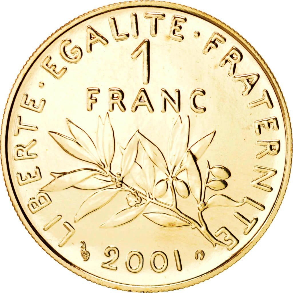 Vème République, 1 Franc Or Semeuse 2001, KM 925.1a