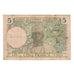 Banknot, Francuska Afryka Zachodnia, 5 Francs, 1938, 1938-03-10, KM:21