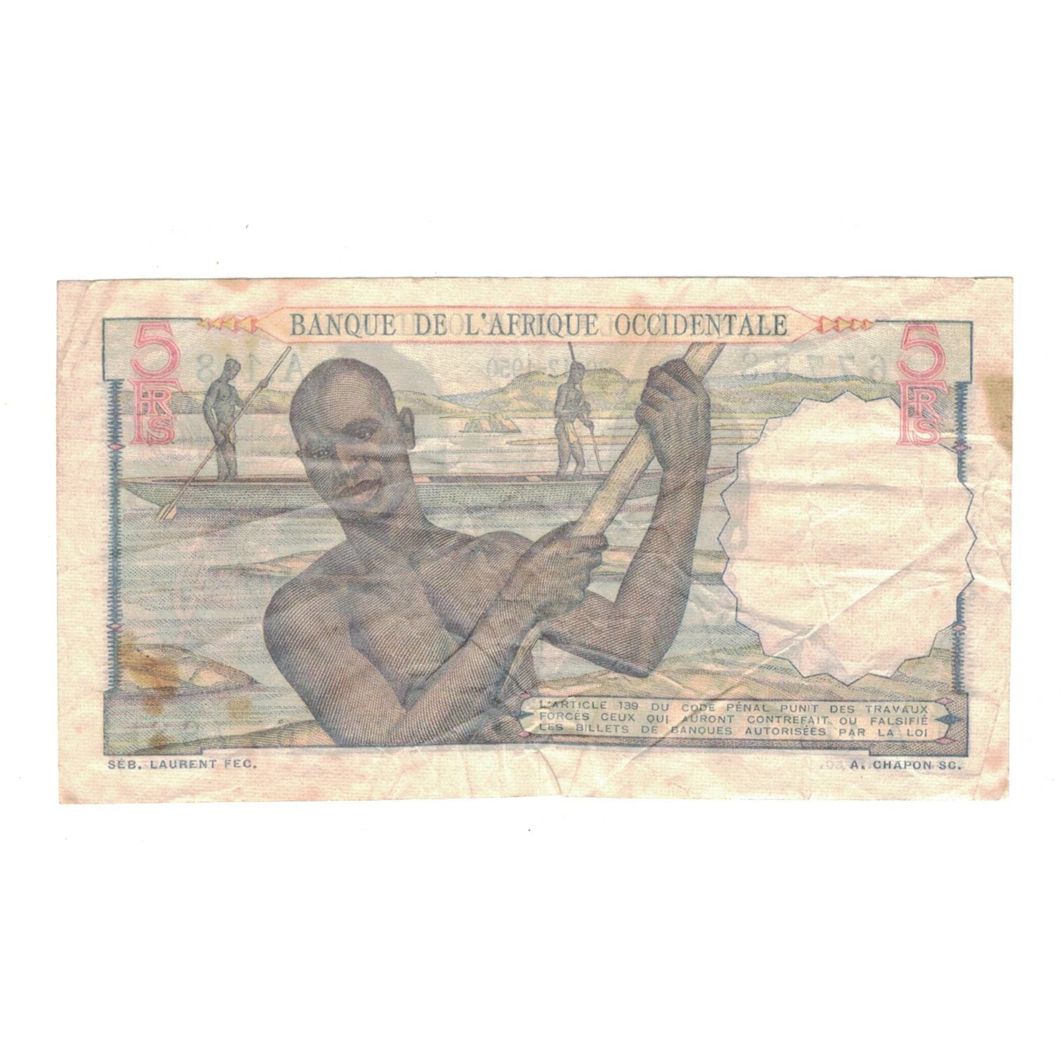 Billet, Afrique-Occidentale française, 5 Francs, 1950, 1950-12-29, KM:36, TTB