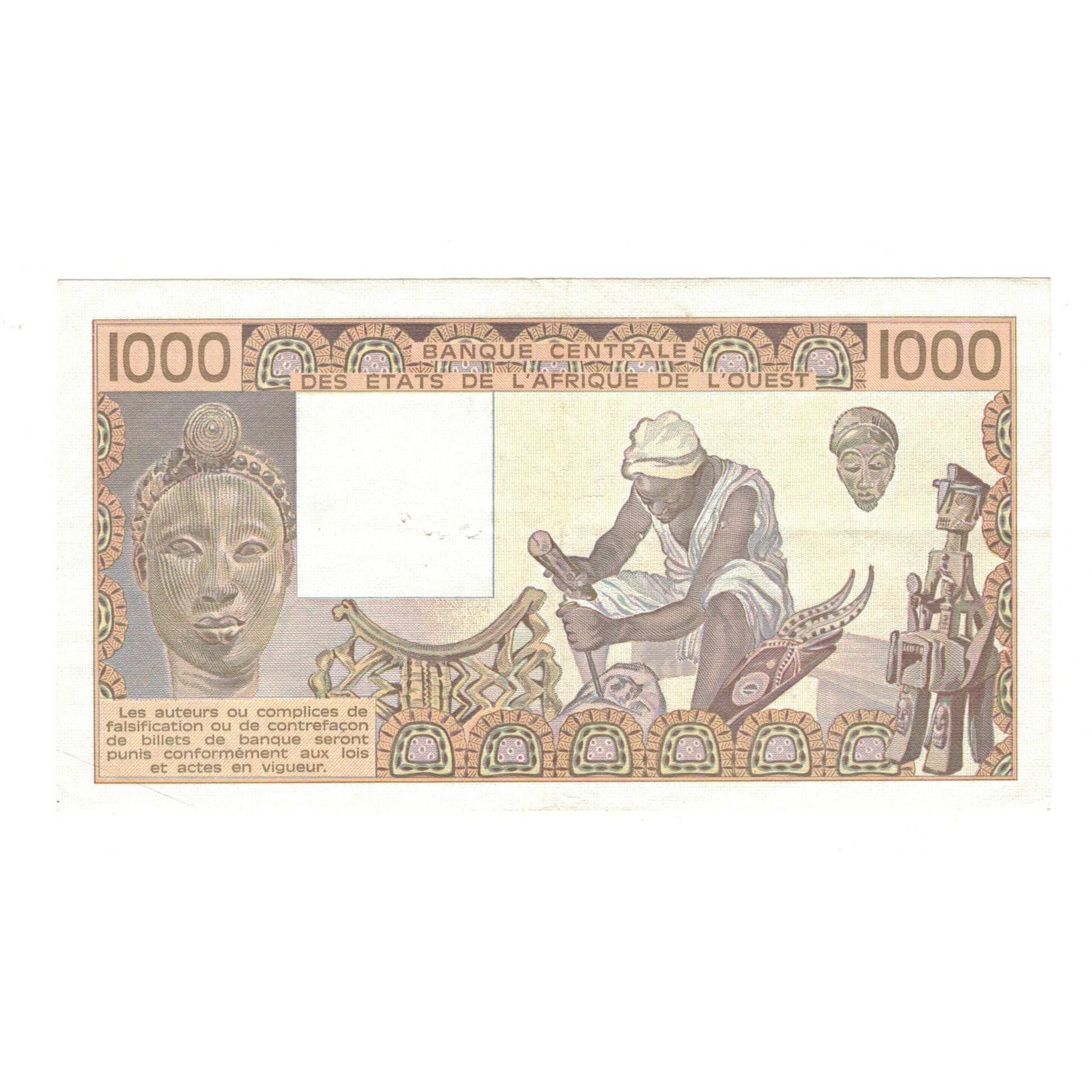 Banknote, West African States, 1000 Francs, 1984, KM:707Kd, VF(30-35)