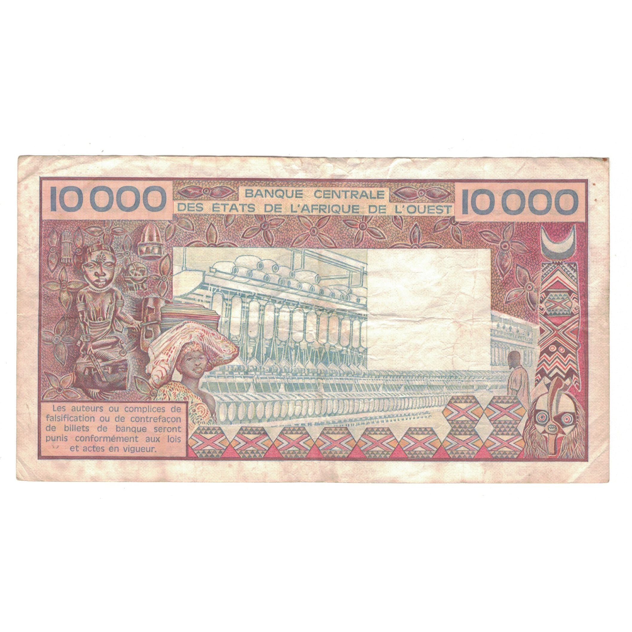 Banknote, West African States, 10,000 Francs, KM:408De, VF(30-35)