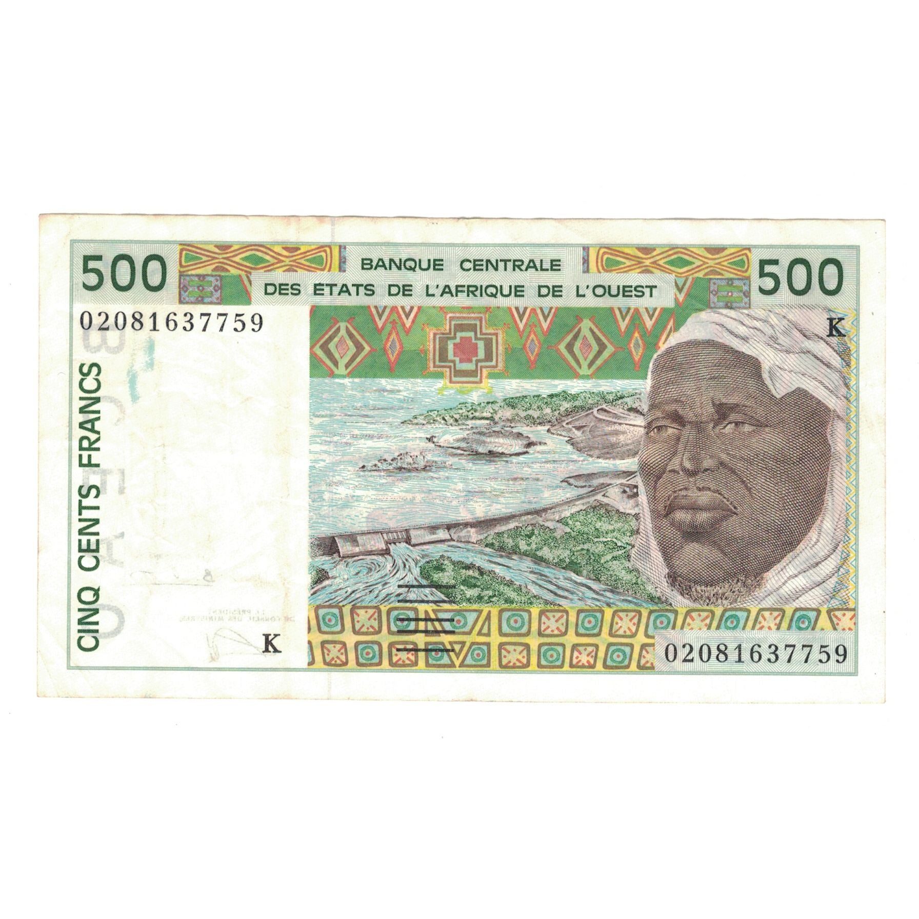 Banknote, West African States, 500 Francs, 2002, KM:710Km, EF(40-45)