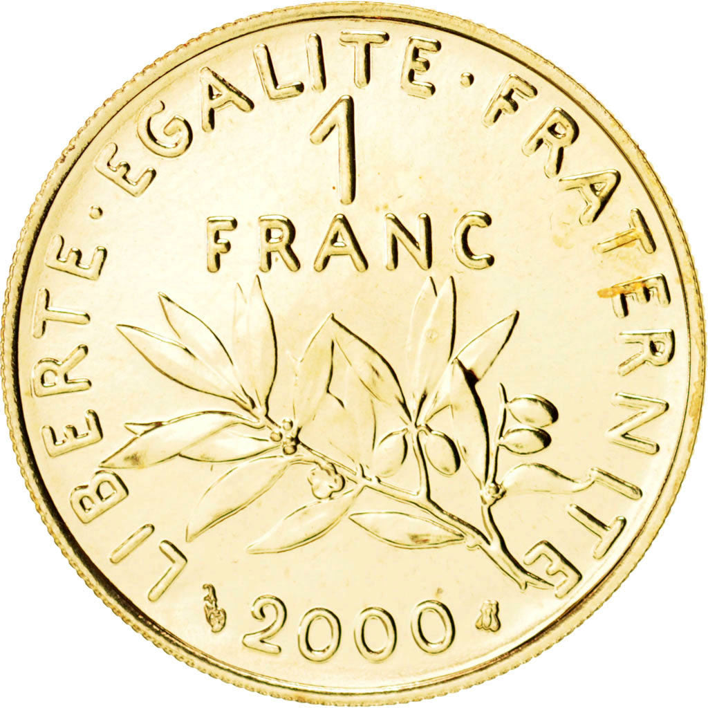 Coin, France, Semeuse, Franc, 2000, Paris, MS(65-70), Gold, KM:925.1a