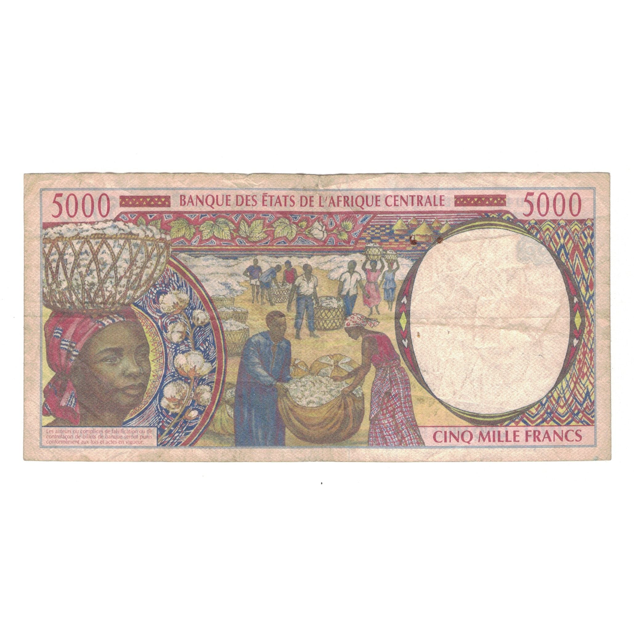 Banknote, Central African States, 5000 Francs, 2000, KM:604Pf, VF(30-35)