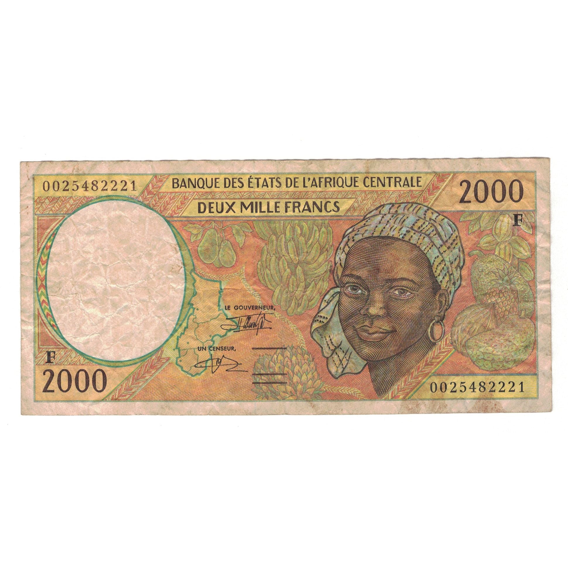 Banknote, Central African States, 2000 Francs, 2000, KM:503Ng, VF(20-25)