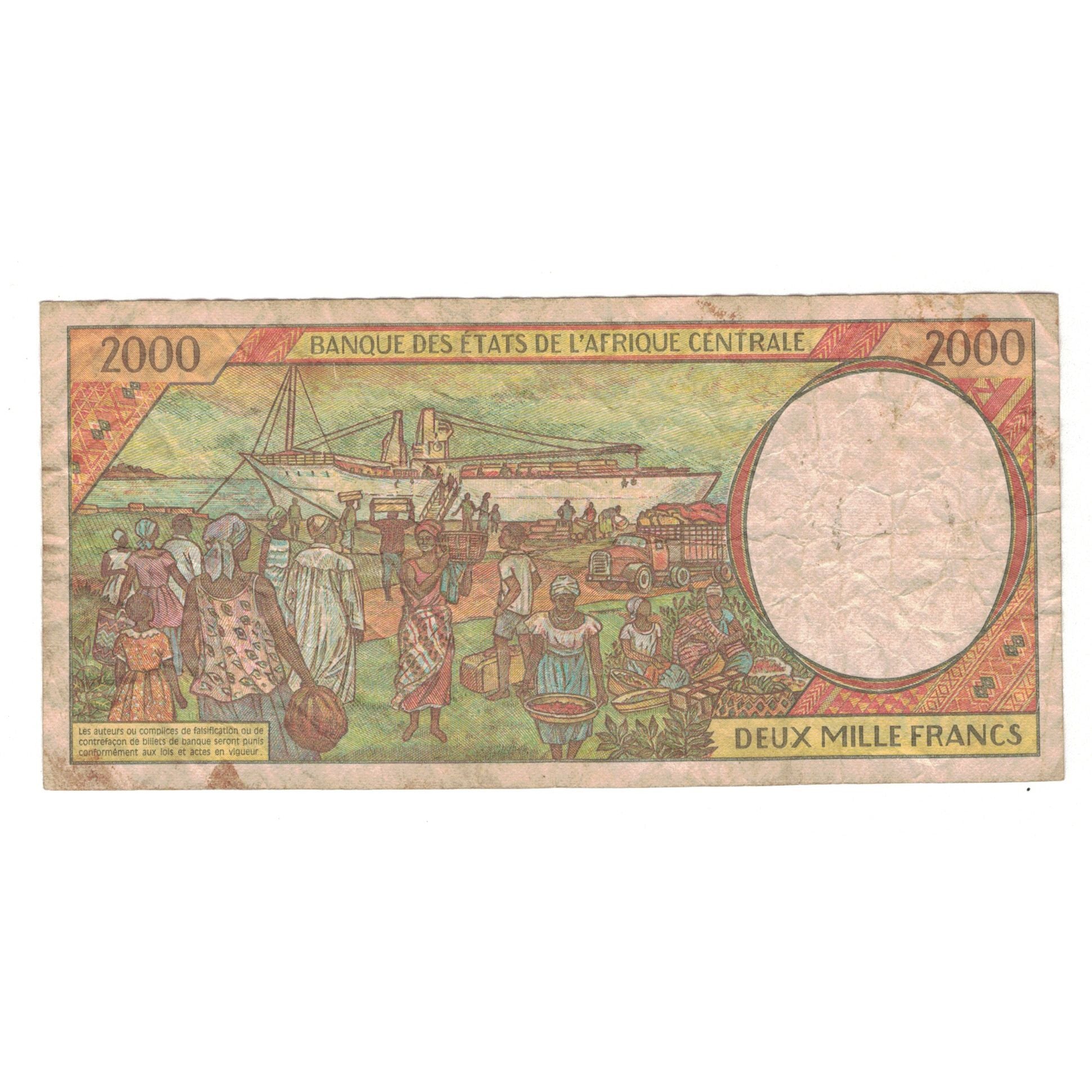 Banknote, Central African States, 2000 Francs, 2000, KM:503Ng, VF(20-25)
