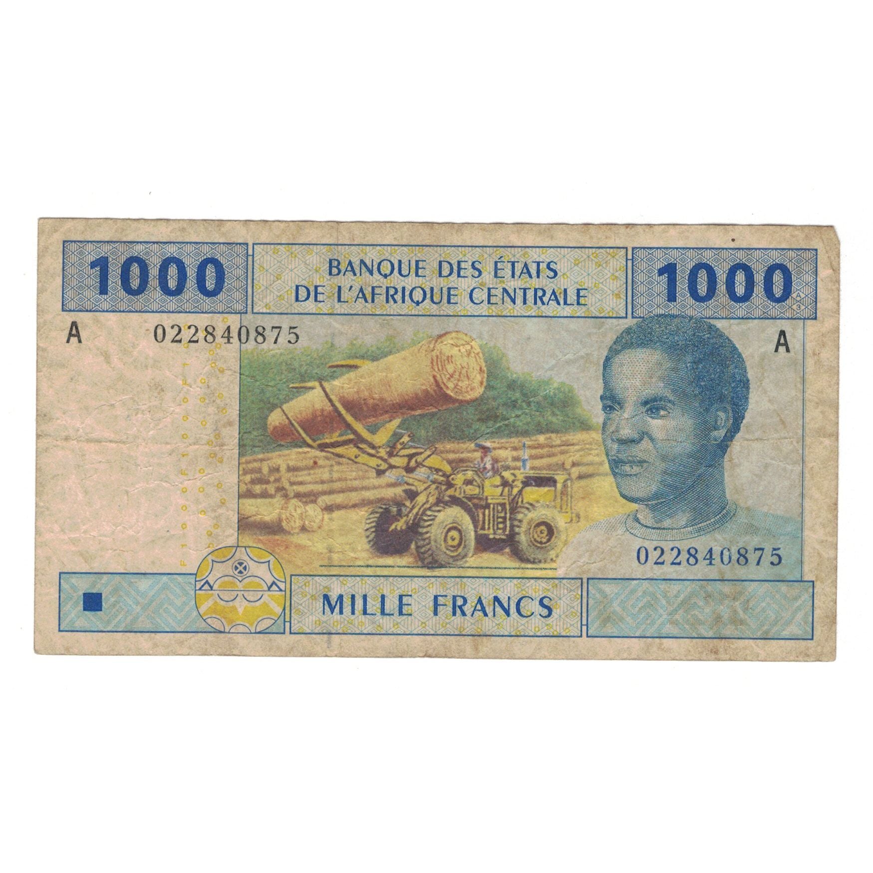 Banknote, Central African States, 1000 Francs, 2002, KM:407A, VF(20-25)