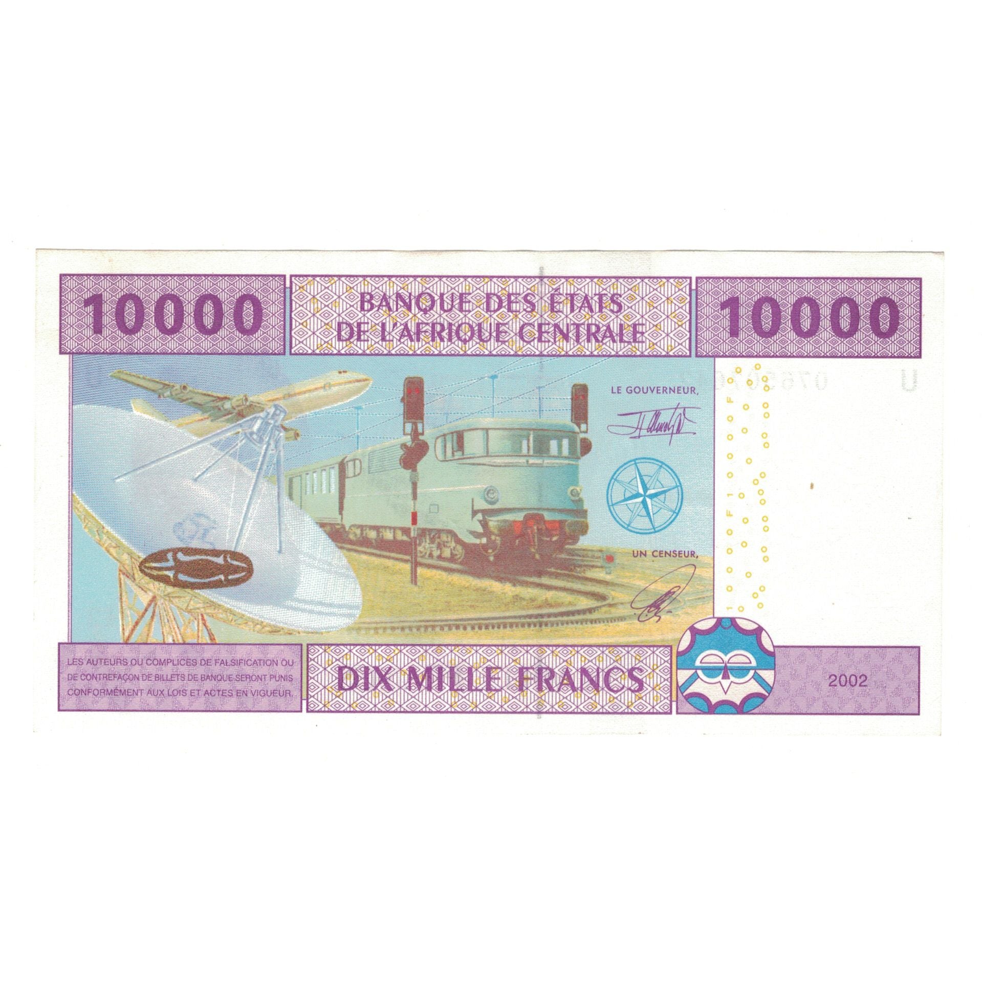 Banknote, Central African States, 10,000 Francs, 2000, KM:210U, AU(50-53)