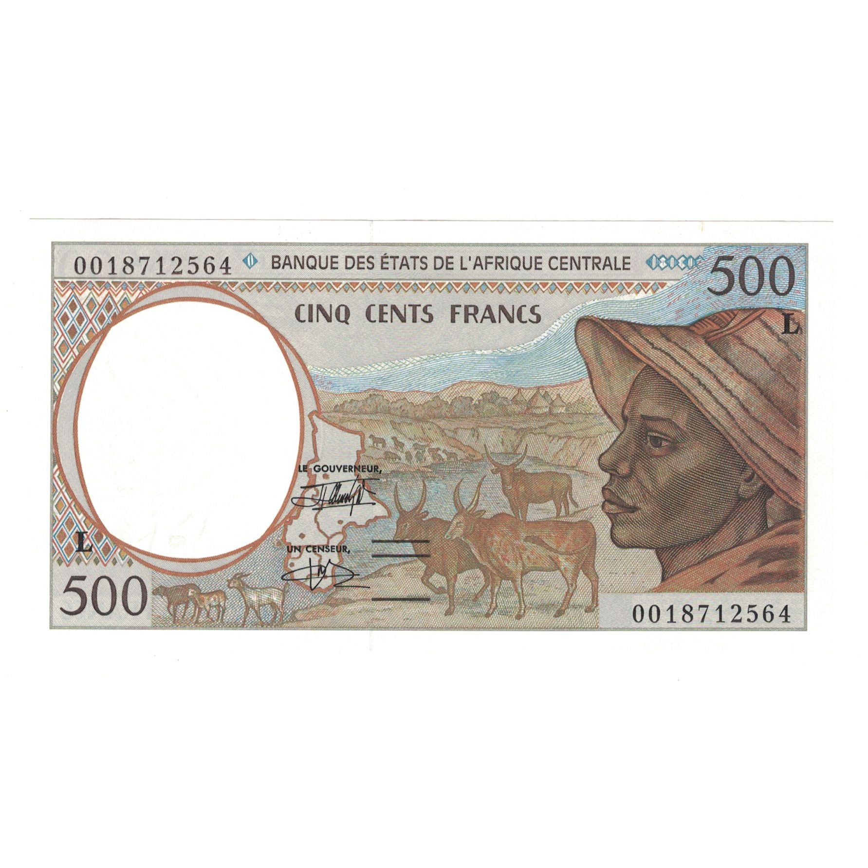 Banknote, Central African States, 500 Francs, AU(55-58)