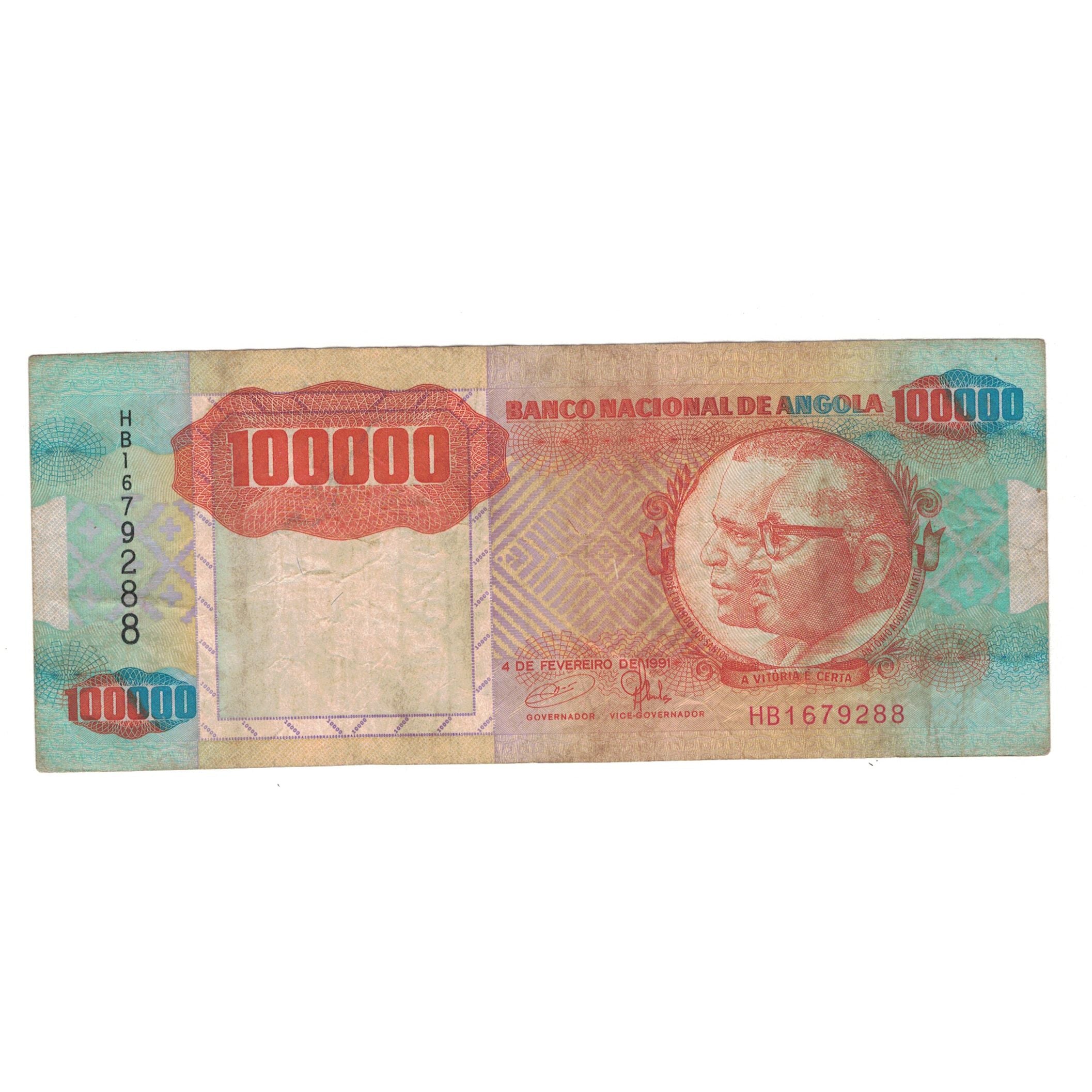 Banconote, Angola, 100,000 Kwanzas, 1991, 1991-02-04, KM:133a, MB