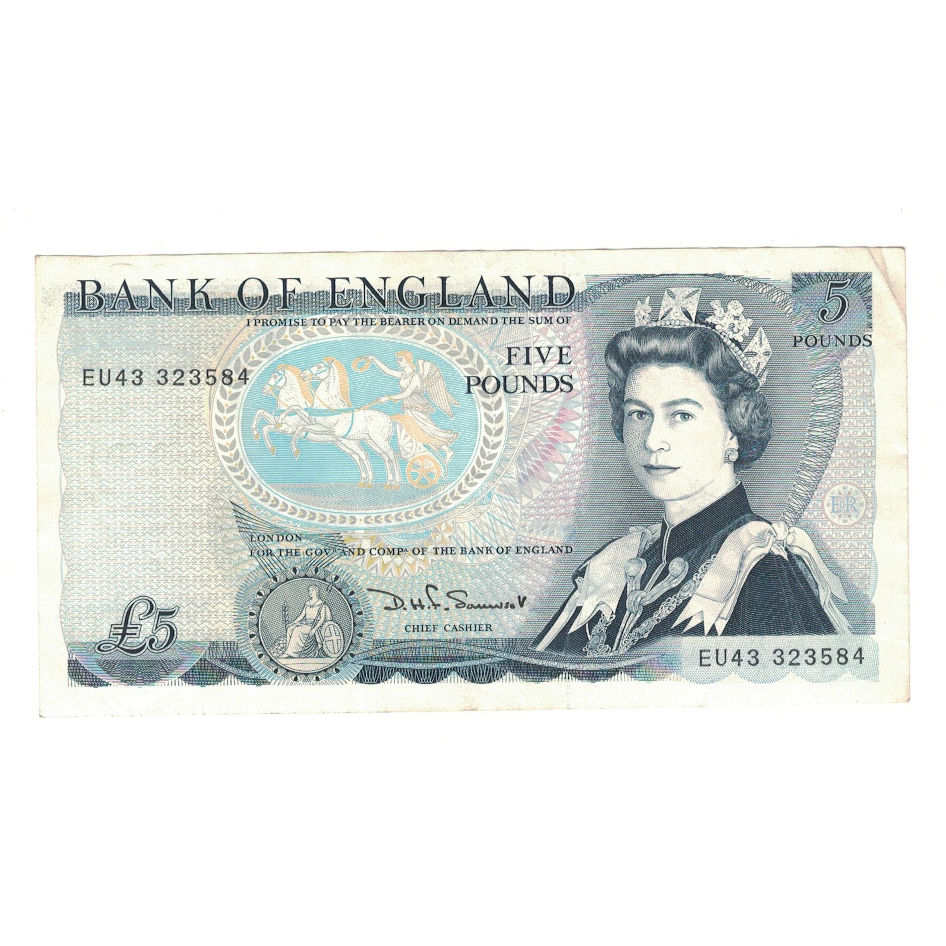 Banknote, Great Britain, 5 Pounds, KM:378e, AU(50-53)