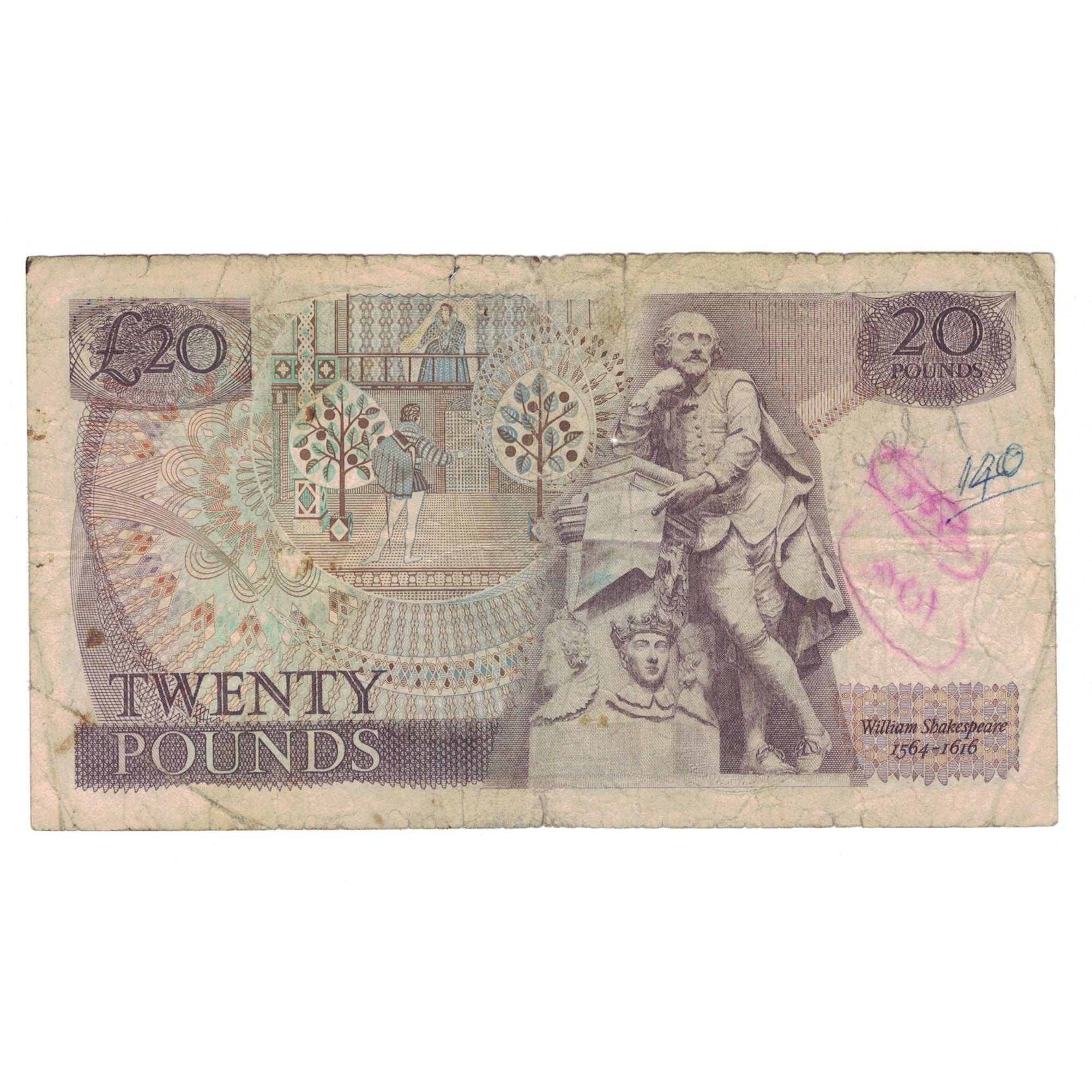 Banknot, Wielka Brytania, 20 Pounds, KM:380b, VG(8-10)