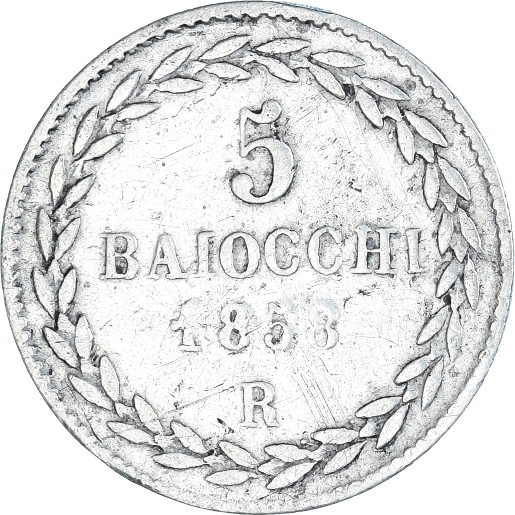 Münze, Italien Staaten, 5 Baiocchi, 1858