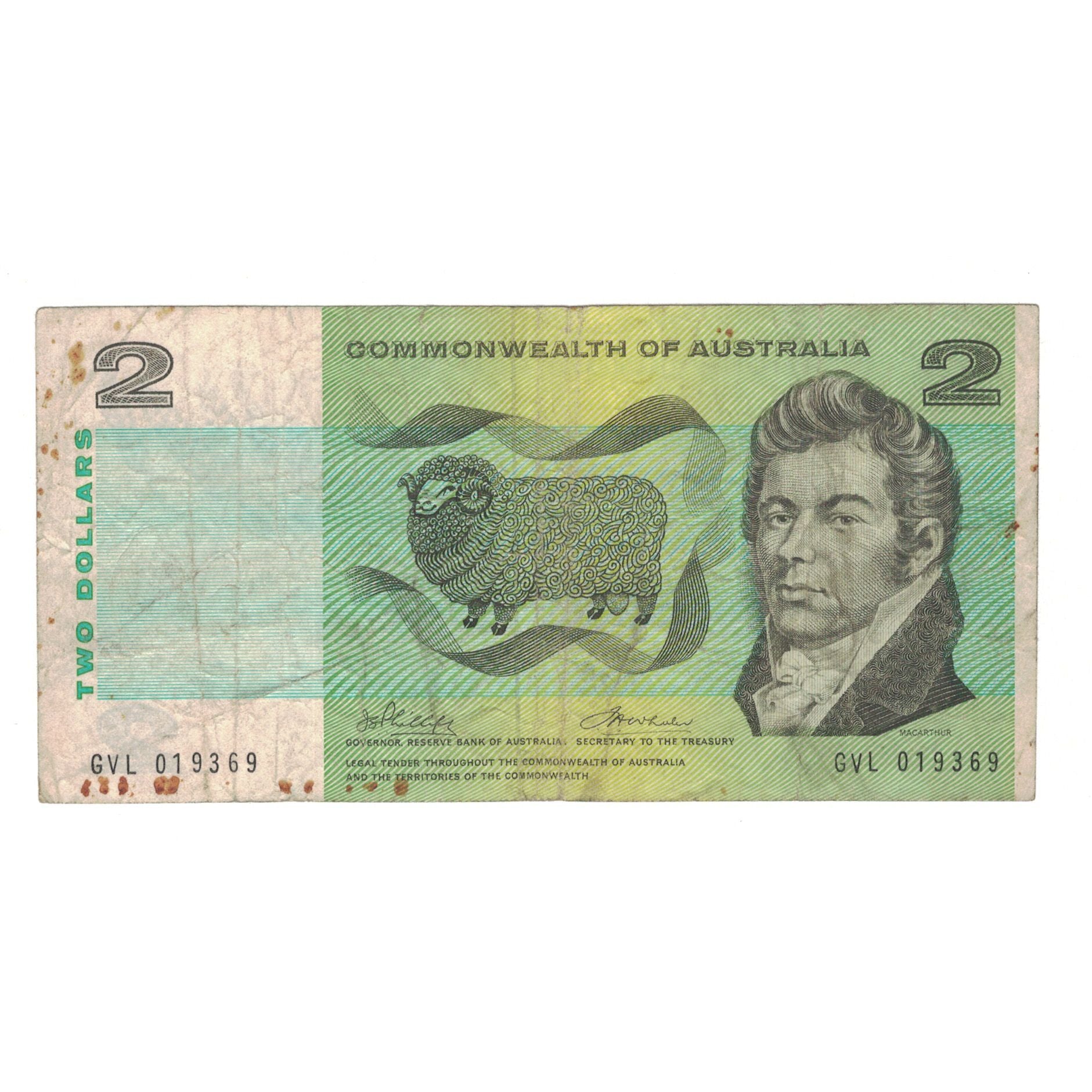 Biljet, Australië, 2 Dollars, KM:43c, B