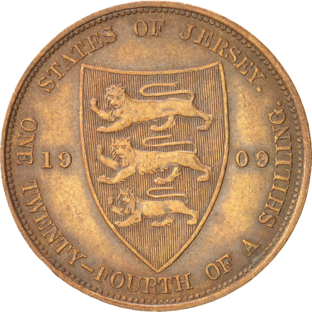 JERSEY, 1/24 Shilling, 1909, KM #9, EF(40-45), Bronze, 5.59