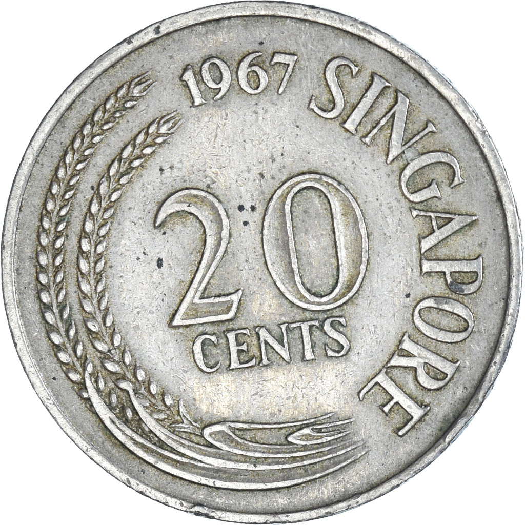 Coin, Singapore, 20 Cents, 1967