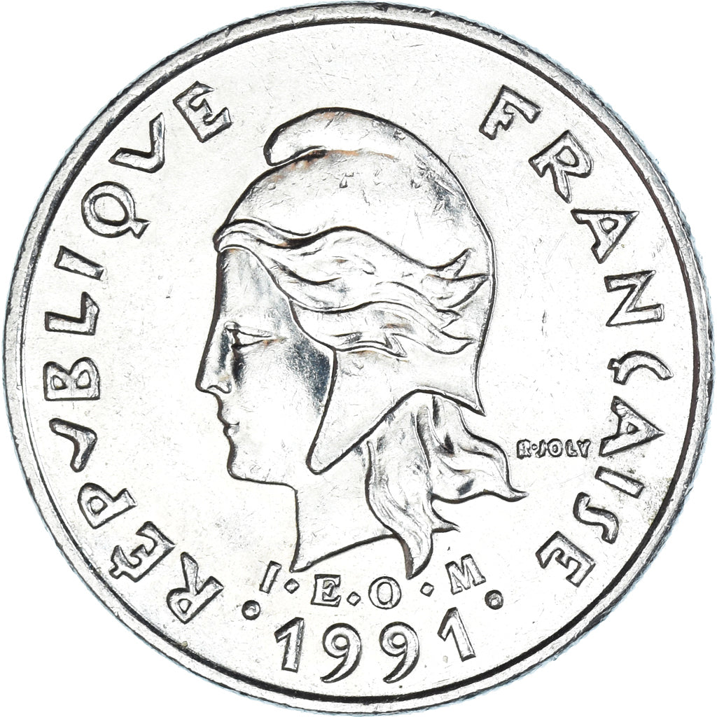 Coin, New Caledonia, 10 Francs, 1991