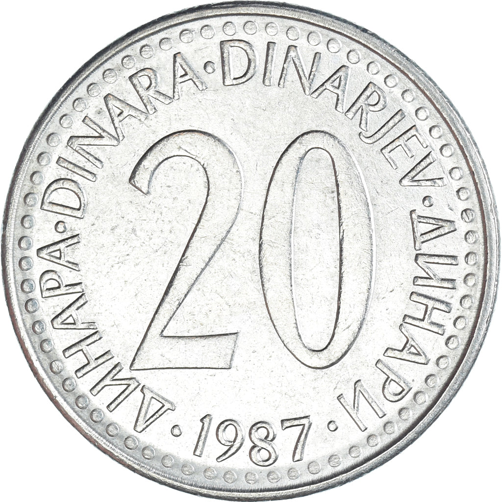 Moneta, Iugoslavia, 20 Dinara, 1987