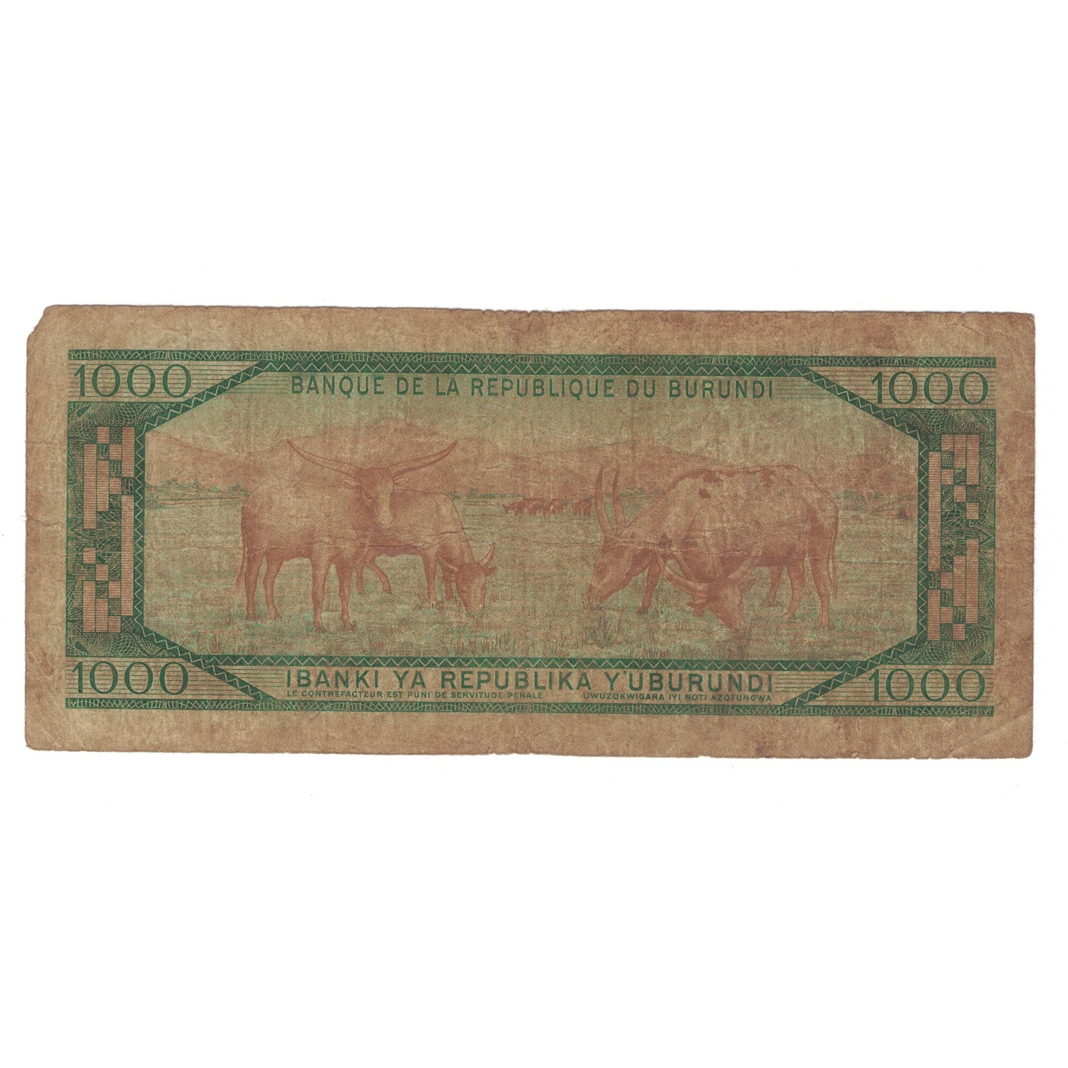 Banknote, Burundi, 1000 Francs, 1987, 1987-6-1, KM:31c, VF(20-25)