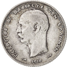 Coin, Greece, George I, Drachma, 1910, EF(40-45), Silver, KM:60
