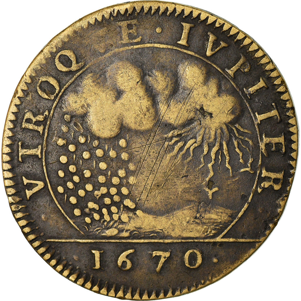 France, Token, Louis XIV, Cour des Monnaies de Paris, History, 1670, VF(30-35)