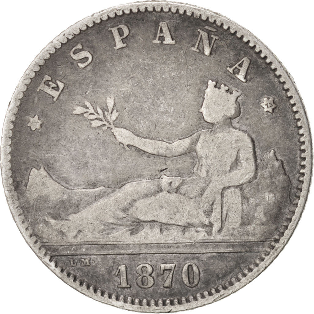 Spain, 1 Peseta, 1873, Madrid, KM #653, VF(20-25), Silver, 23, 4.72