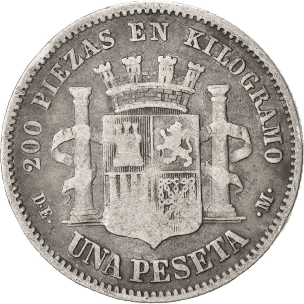 Spain, 1 Peseta, 1873, Madrid, KM #653, VF(20-25), Silver, 23, 4.72
