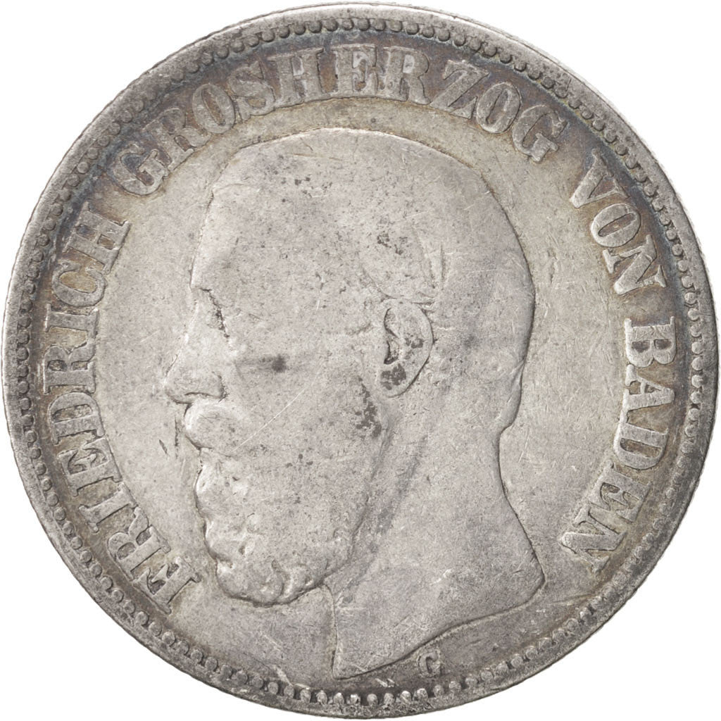 German States, 2 Mark, 1876, Stuttgart, KM #265, VF(20-25), Silver, 10.88