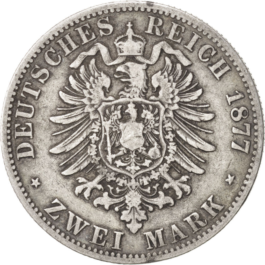 German States, 2 Mark, 1877, Hannover, KM #506, VF(20-25), Silver, 10.92