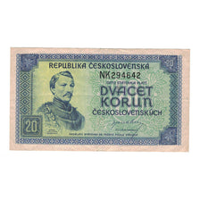 Banknote, Czechoslovakia, 20 Korun, undated (1945), KM:61a, EF(40-45)