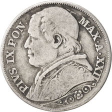 ITALIAN STATES, 2 Lire, 1867, Roma, KM #1379.2, VF(20-25), Silver, 9.61