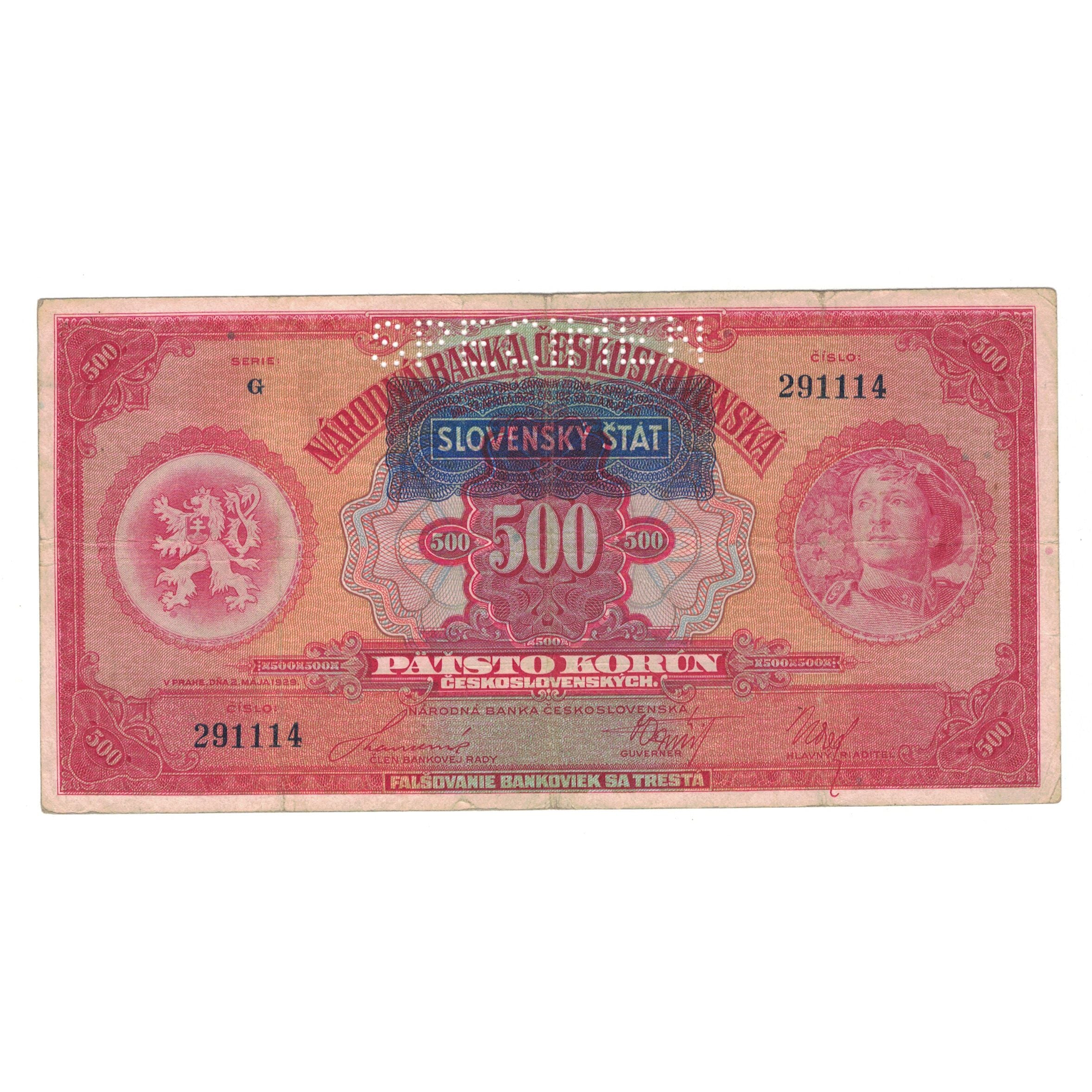 Banknote, Czechoslovakia, 500 Korun, 1929, 1929-05-02, KM:24a, EF(40-45)