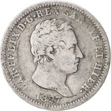 STATI ITALIANI, SARDINIA, Carlo Felice, 2 Lire, 1827, Torino, MB, Argento, KM...