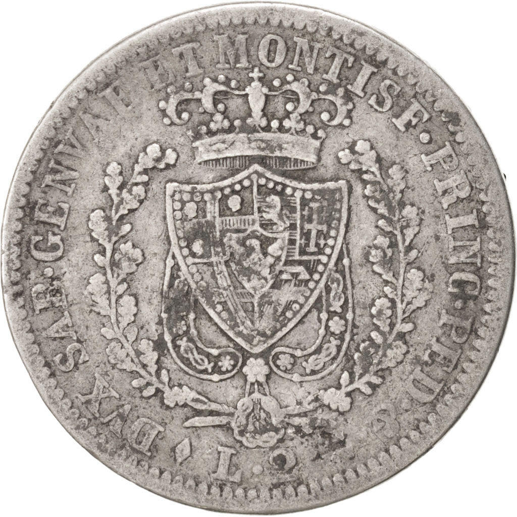 STATI ITALIANI, SARDINIA, Carlo Felice, 2 Lire, 1827, Torino, MB, Argento, KM...