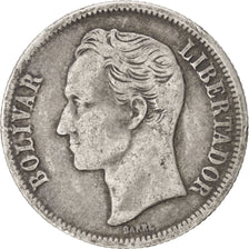 VENEZUELA, Bolivar, 1954, Philadelphia, KM #37, VF(30-35), Silver, 23, 4.87