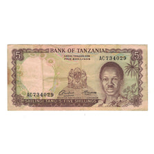Nota, Tanzânia, 5 Shillings, Undated (1966), KM:1a, VF(20-25)