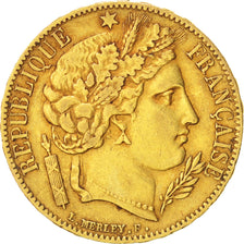 FRANCE, Cérès, 20 Francs, 1849, Paris, KM #762, VF(30-35), Gold, Gadoury #1059,