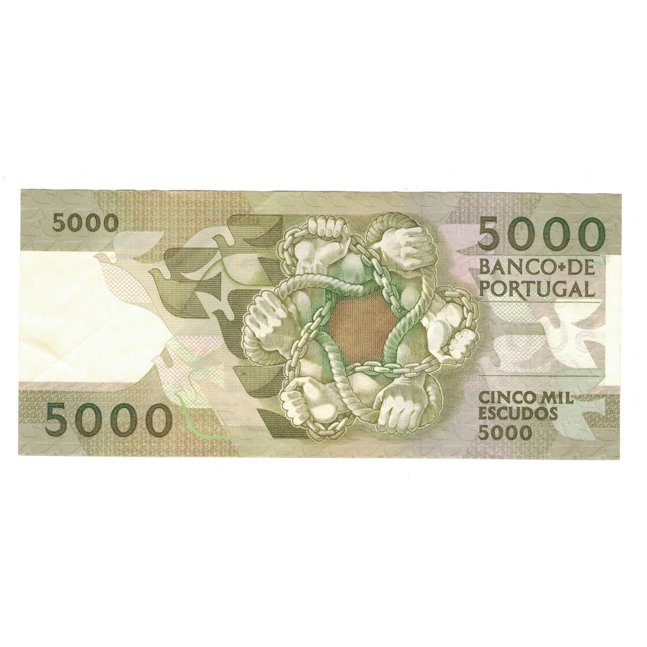 Nota, Portugal, 5000 Escudos, 1989, 1989-10-19, KM:184c, AU(50-53)