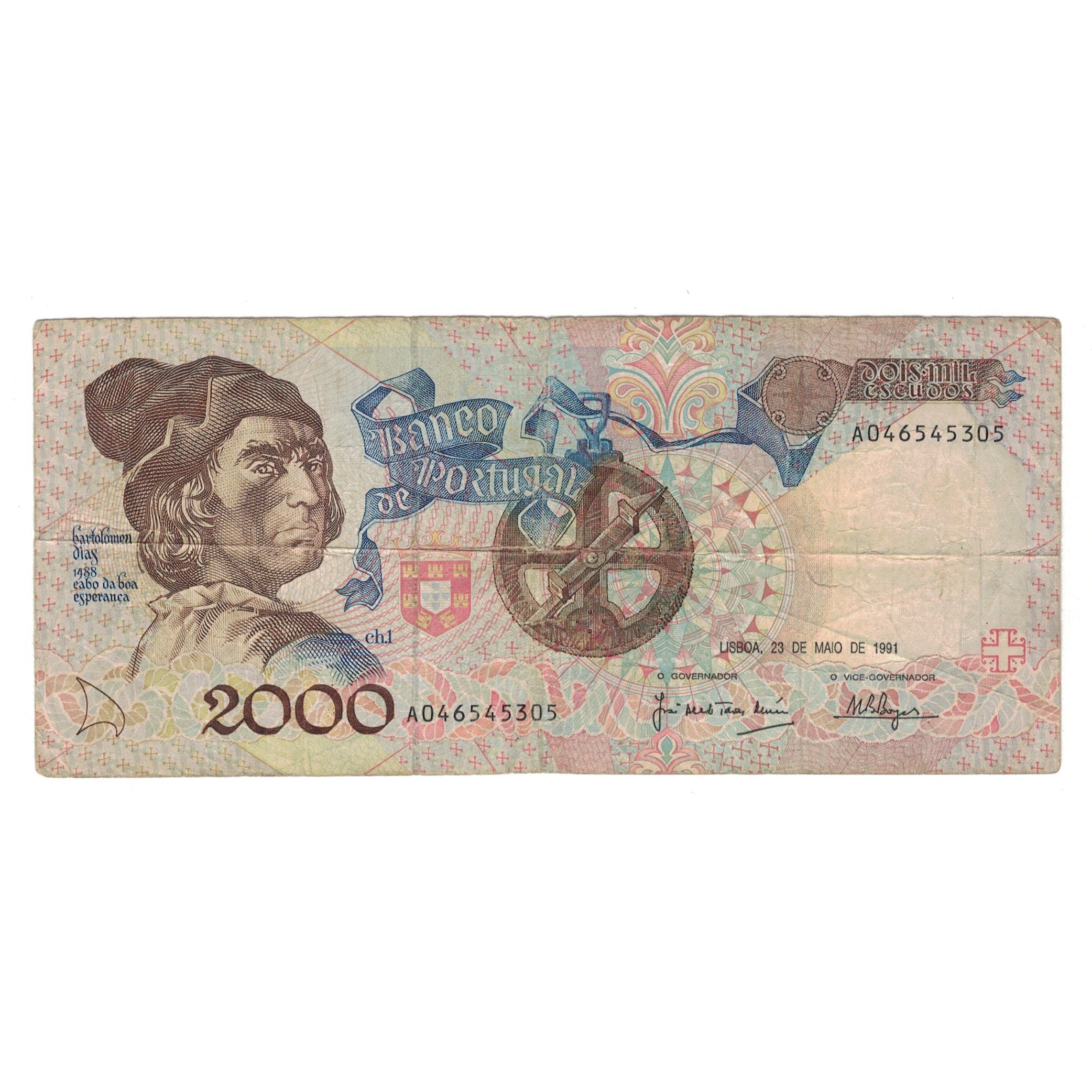 Banknote, Portugal, 2000 Escudos, 1991, 1991-05-23, KM:186a, VF(20-25)