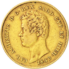 ITALIAN STATES, 20 Lire, 1849, Genoa, KM #131.2, EF(40-45), Gold, 21, 6.41