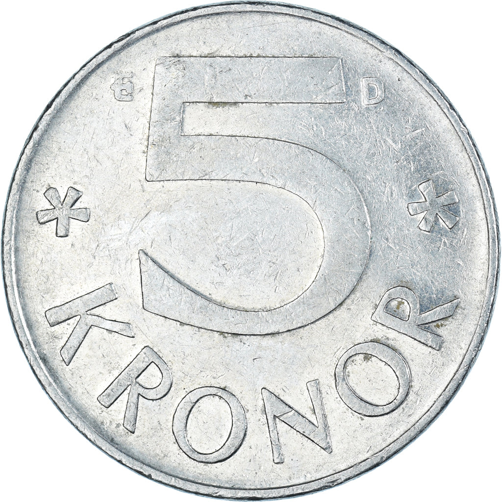 Moneta, Svezia, 5 Kronor, 1991